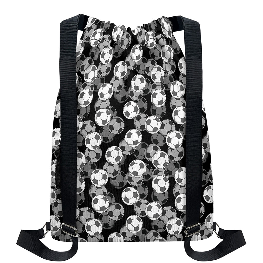Black And White Soccer Ball Print Drawstring Backpack