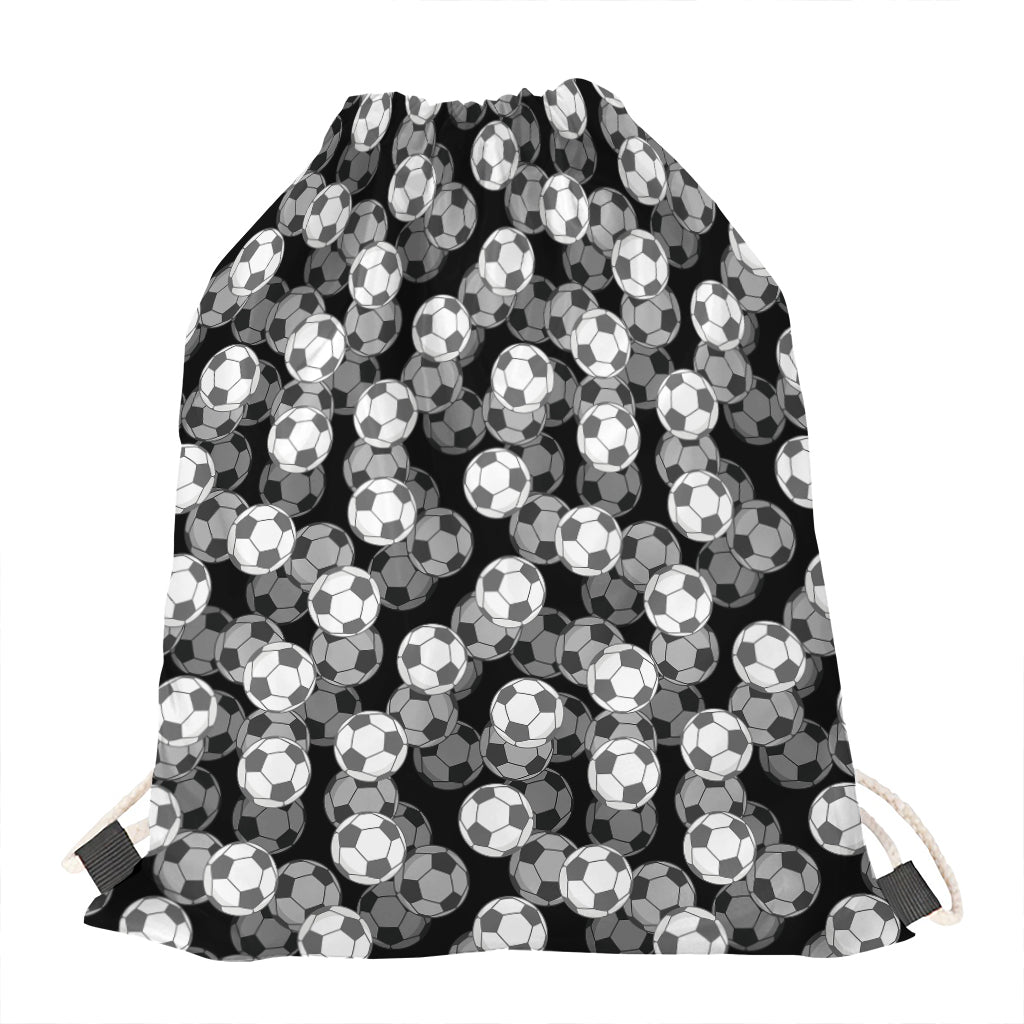 Black And White Soccer Ball Print Drawstring Bag