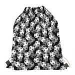 Black And White Soccer Ball Print Drawstring Bag