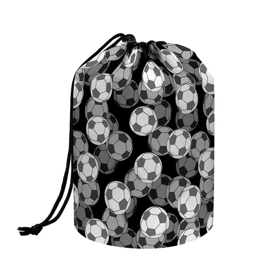 Black And White Soccer Ball Print Drawstring Makeup Bag
