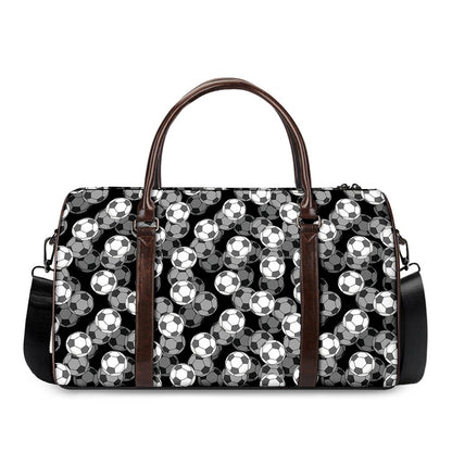 Black And White Soccer Ball Print Duffle Bag