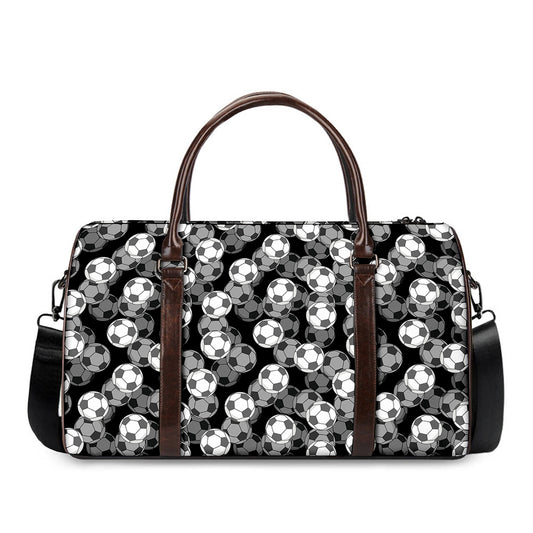 Black And White Soccer Ball Print Duffle Bag