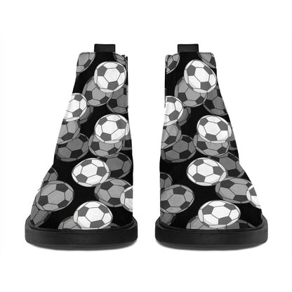 Black And White Soccer Ball Print Flat Ankle Boots