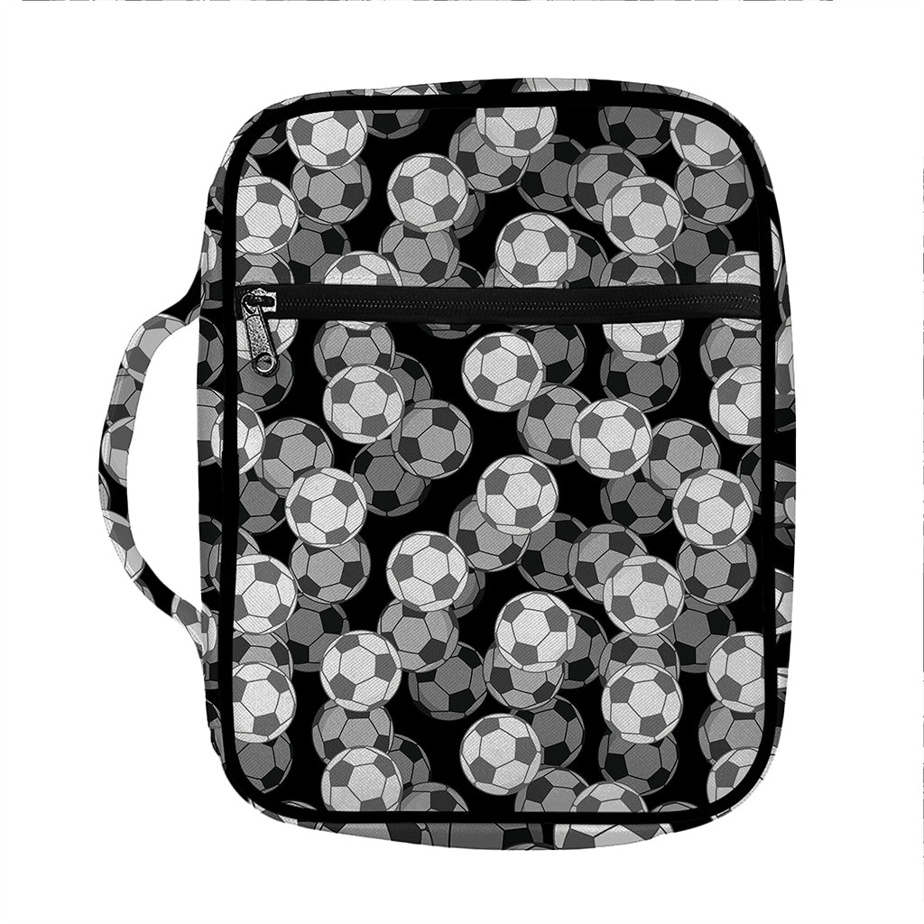 Black And White Soccer Ball Print Front Pocket Bible Bag