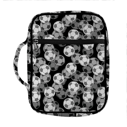 Black And White Soccer Ball Print Front Pocket Bible Bag