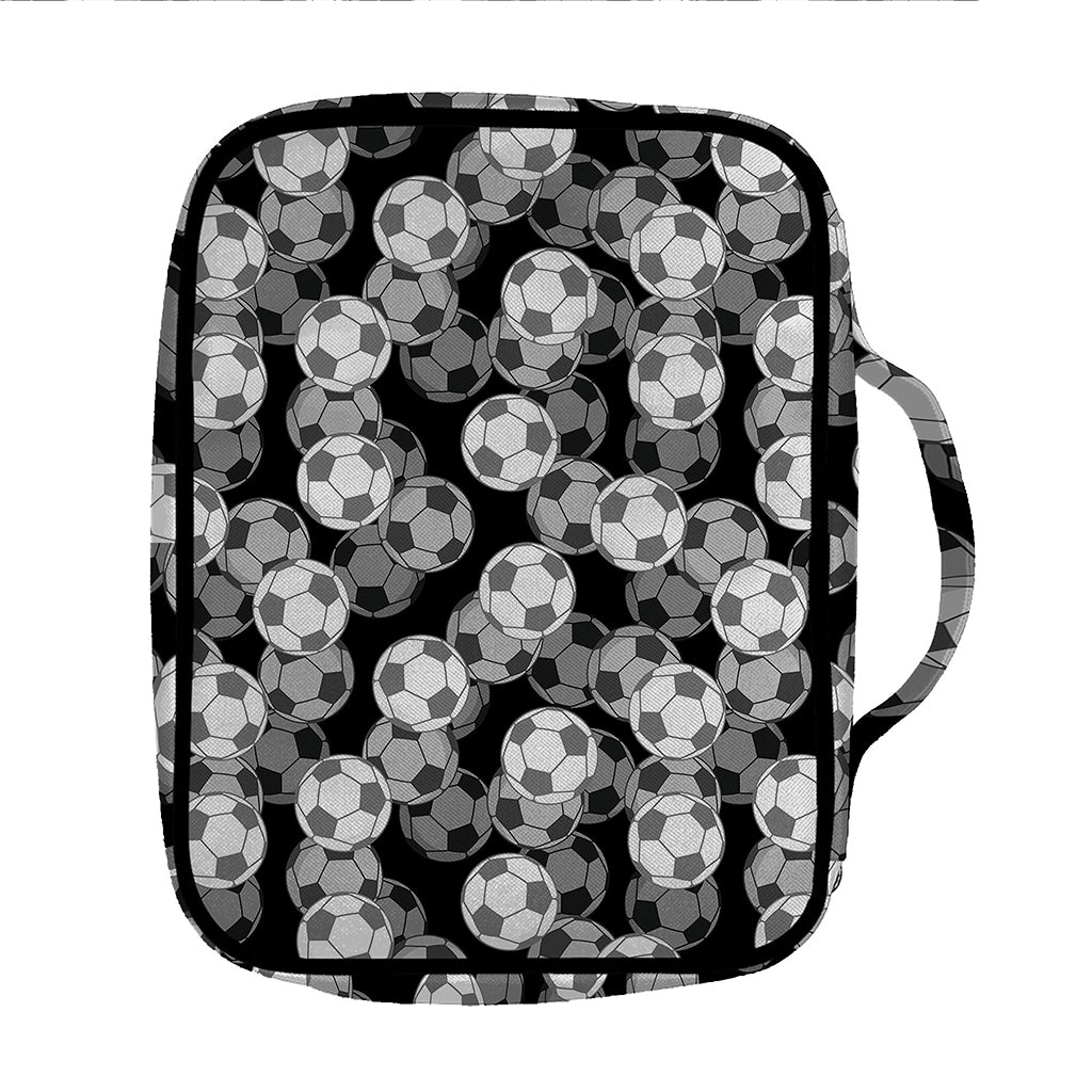 Black And White Soccer Ball Print Front Pocket Bible Bag