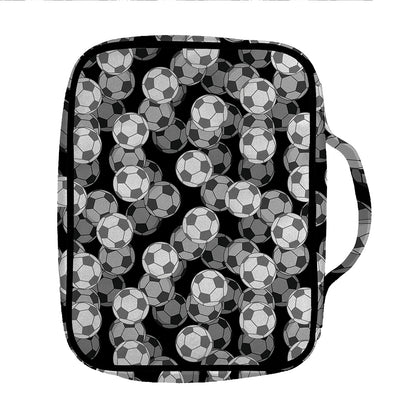Black And White Soccer Ball Print Front Pocket Bible Bag