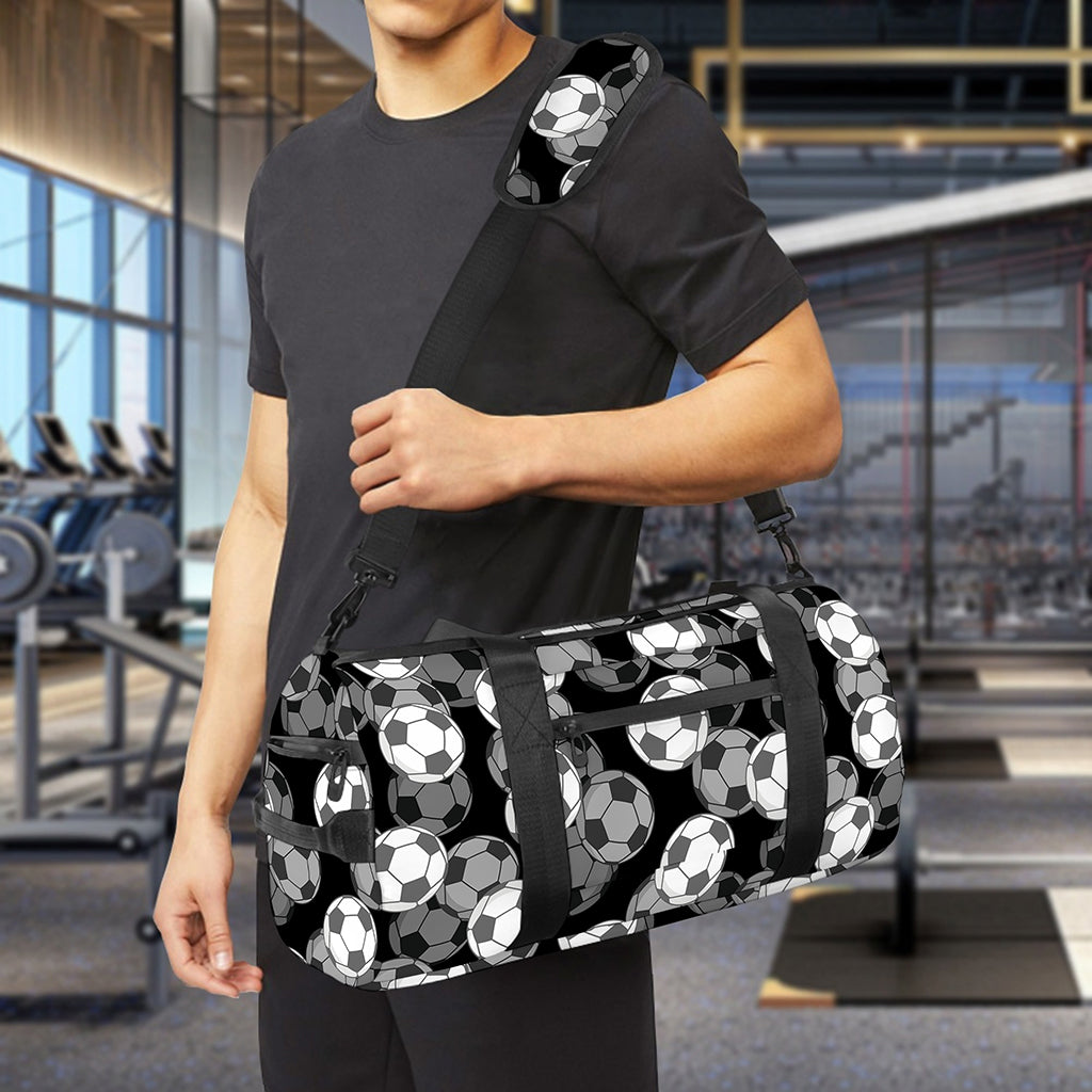 Black And White Soccer Ball Print Gym Bag