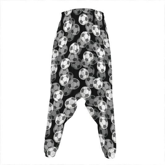 Black And White Soccer Ball Print Hammer Pants