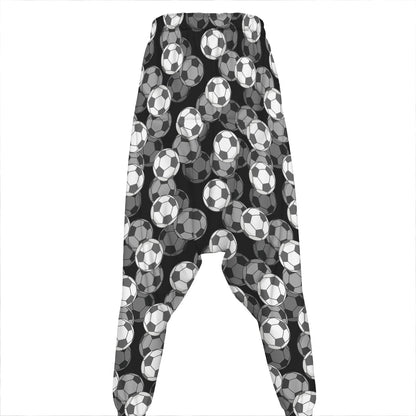 Black And White Soccer Ball Print Hammer Pants