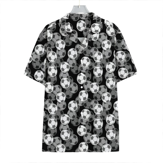 Black And White Soccer Ball Print Hawaiian Shirt