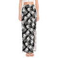Black And White Soccer Ball Print High Slit Maxi Skirt