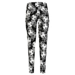 Black And White Soccer Ball Print High-Waisted Pocket Leggings