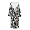 Black And White Soccer Ball Print Hooded Bathrobe