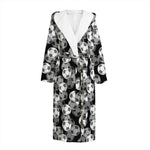 Black And White Soccer Ball Print Hooded Bathrobe