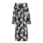 Black And White Soccer Ball Print Hooded Bathrobe