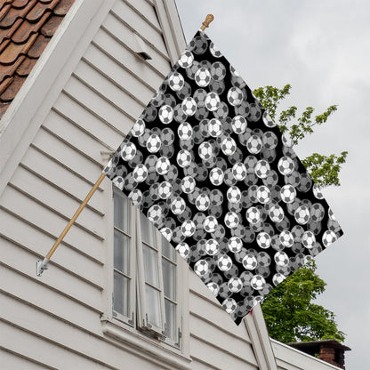 Black And White Soccer Ball Print House Flag