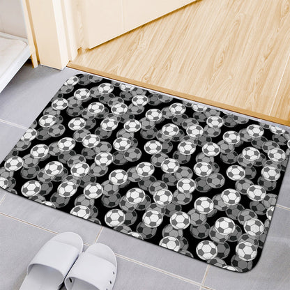 Black And White Soccer Ball Print Indoor Door Mat
