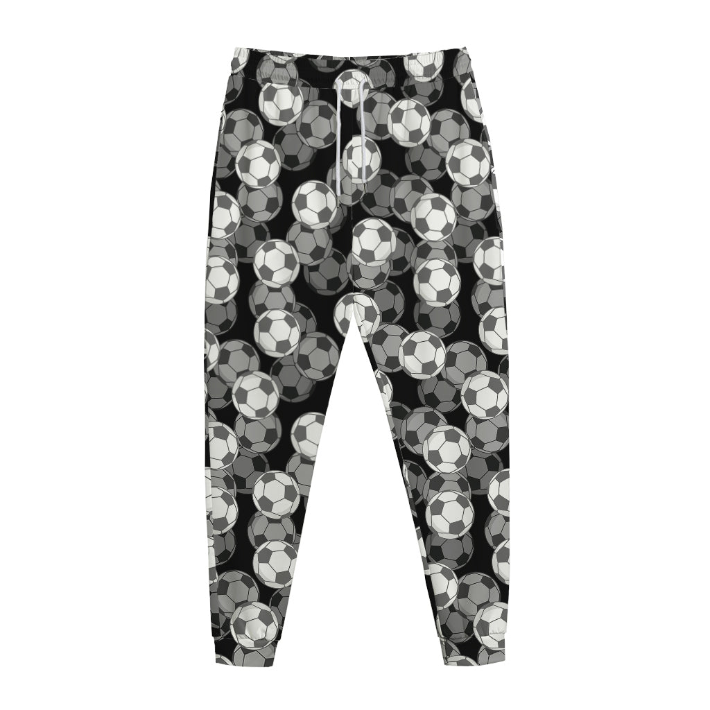 Black And White Soccer Ball Print Jogger Pants