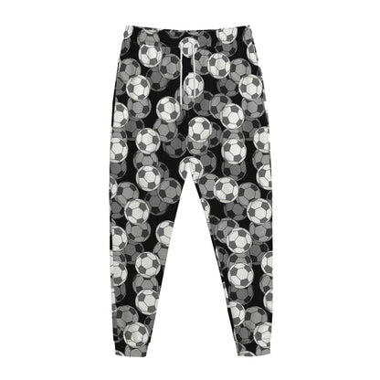 Black And White Soccer Ball Print Jogger Pants