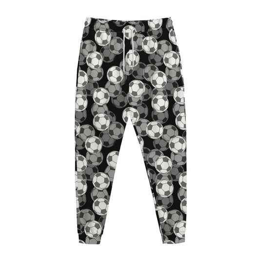 Black And White Soccer Ball Print Jogger Pants