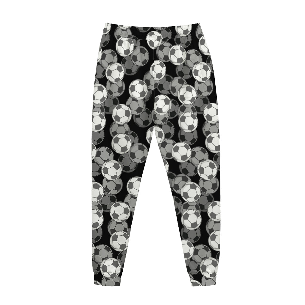 Black And White Soccer Ball Print Jogger Pants