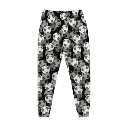 Black And White Soccer Ball Print Jogger Pants