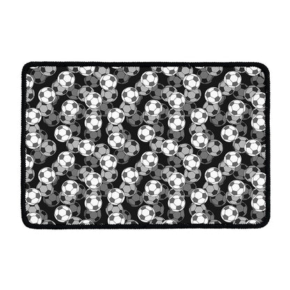 Black And White Soccer Ball Print Kitchen Mat