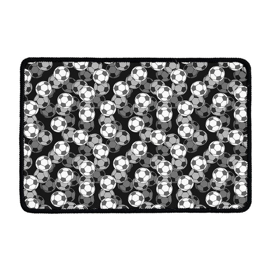 Black And White Soccer Ball Print Kitchen Mat