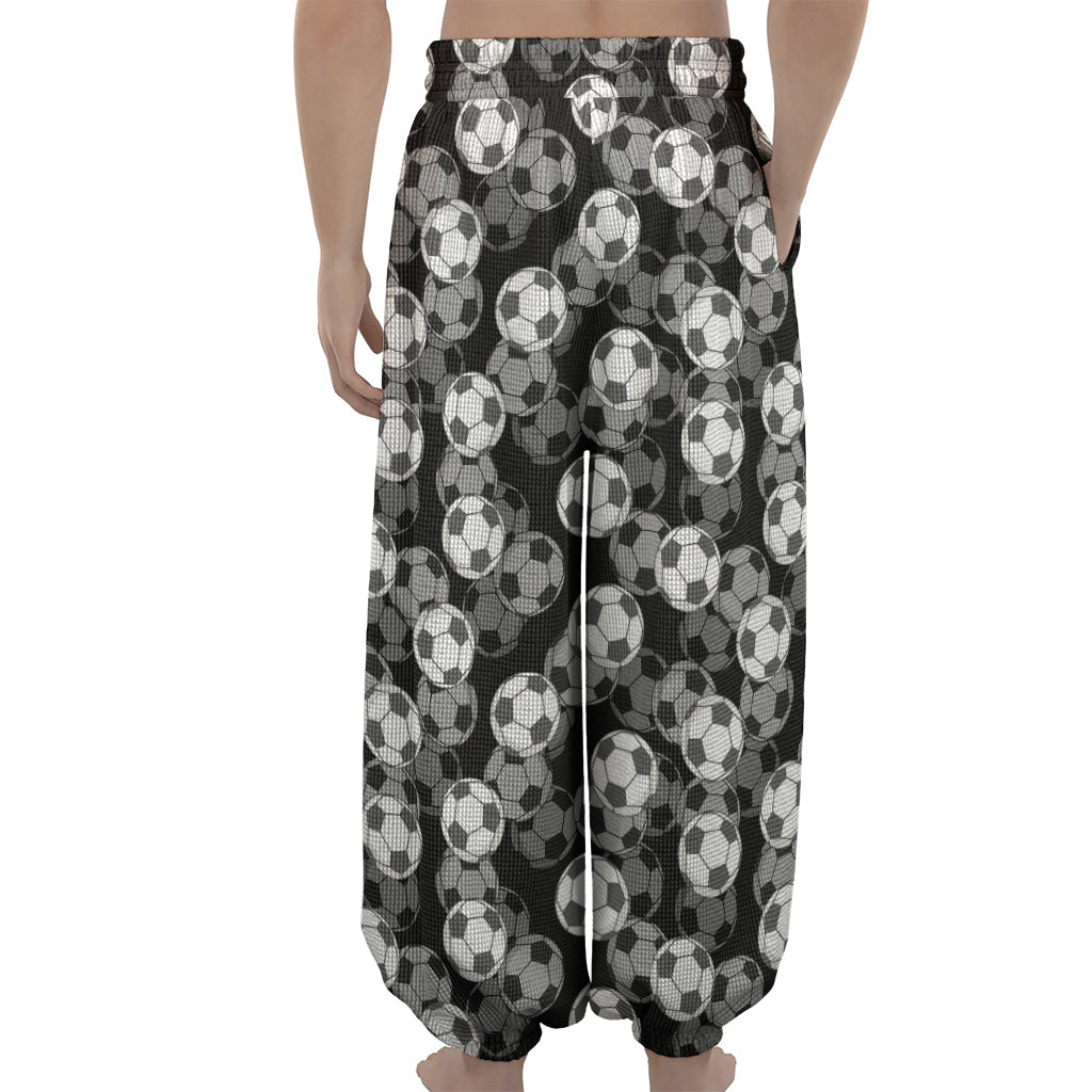 Black And White Soccer Ball Print Lantern Pants