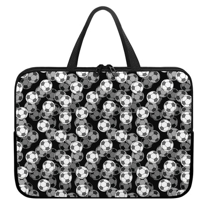Black And White Soccer Ball Print Laptop Sleeve With Handle