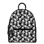 Black And White Soccer Ball Print Leather Backpack