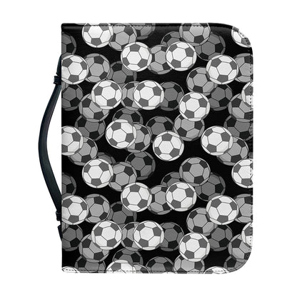 Black And White Soccer Ball Print Leather Bible Cover