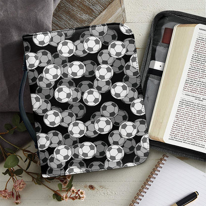 Black And White Soccer Ball Print Leather Bible Cover