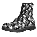 Black And White Soccer Ball Print Lace-Up Boots