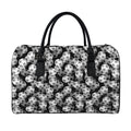 Black And White Soccer Ball Print Leather Duffel Bag