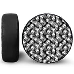 Black And White Soccer Ball Print Leather Spare Tire Cover