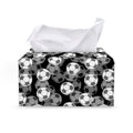 Black And White Soccer Ball Print Leather Tissue Box Cover
