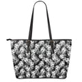 Black And White Soccer Ball Print Leather Tote Bag With Zipper