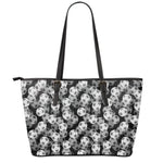 Black And White Soccer Ball Print Leather Tote Bag