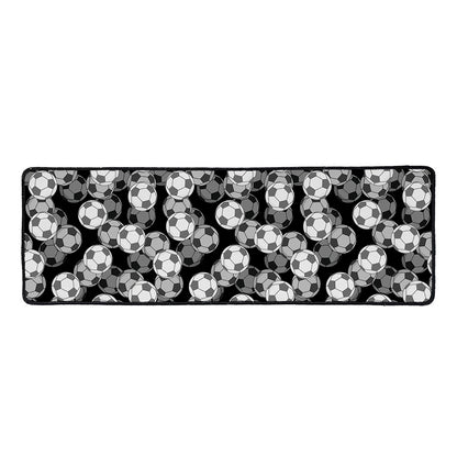 Black And White Soccer Ball Print Long Kitchen Mat