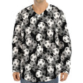 Black And White Soccer Ball Print Long Sleeve Baseball Jersey