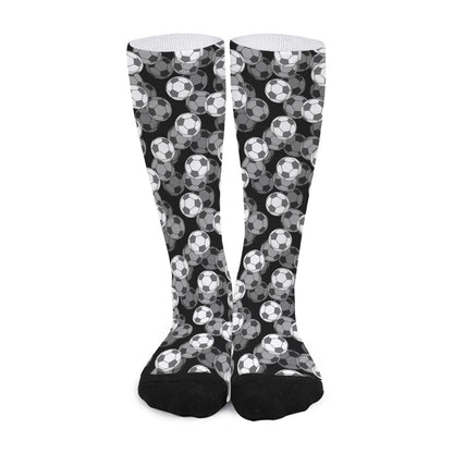 Black And White Soccer Ball Print Long Socks