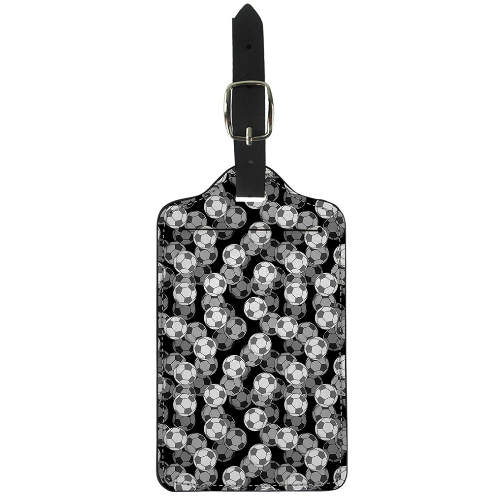 Black And White Soccer Ball Print Luggage Tag