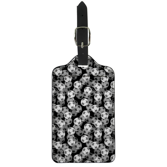 Black And White Soccer Ball Print Luggage Tag