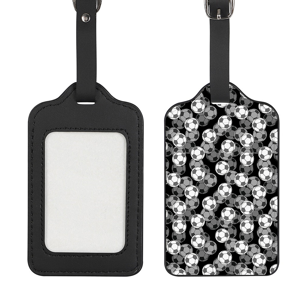 Black And White Soccer Ball Print Luggage Tag