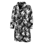 Black And White Soccer Ball Print Men's Bathrobe