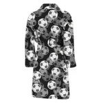 Black And White Soccer Ball Print Men's Bathrobe