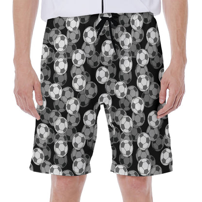 Black And White Soccer Ball Print Men's Beach Shorts