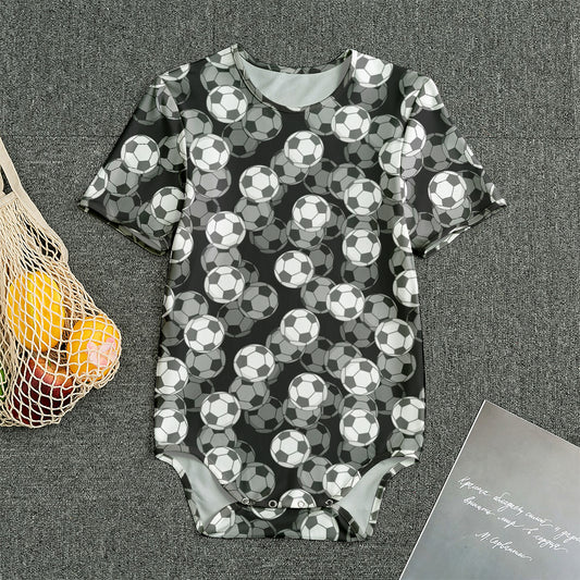 Black And White Soccer Ball Print Men's Bodysuit